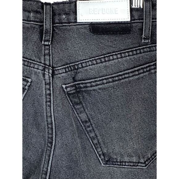 RE/DONE 70'S Straight Leg High Rise Jeans in Worn Black with Rips - Size 23 - Picture 4 of 8